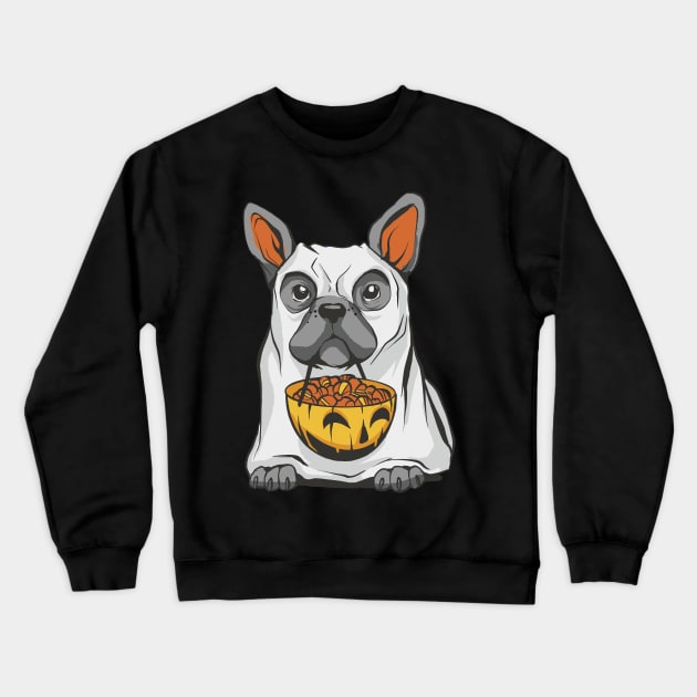 Halloween Hound: Bulldog Treats Crewneck Sweatshirt by Life2LiveDesign